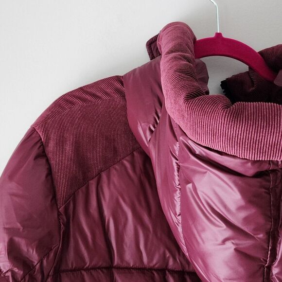 Koolaburra by Ugg Midweight Puffer with Corduroy Accents | Women's XL | Burgundy - Picture 11 of 13